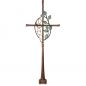 Mobile Preview: Bronzekreuz »Freistehendes Kreuz mit Blattsymbolik«, Kunstgiesserei Strassacker, 102 x 41 x 7 cm