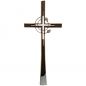 Mobile Preview: Grabkreuz »Kreuz mit Edelstahl und Blattverzierung«, Kunstgiesserei Strassacker, 91 x 40 x 7 cm