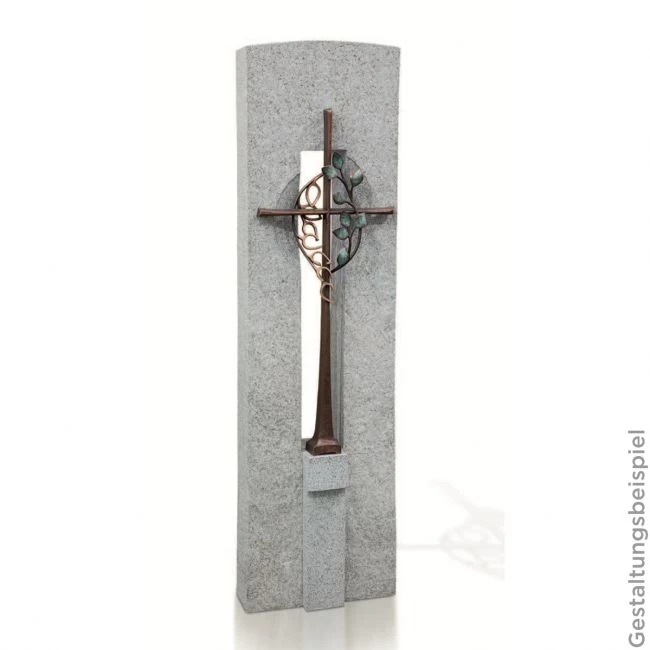 Bronzekreuz »Freistehendes Kreuz mit Blattsymbolik«