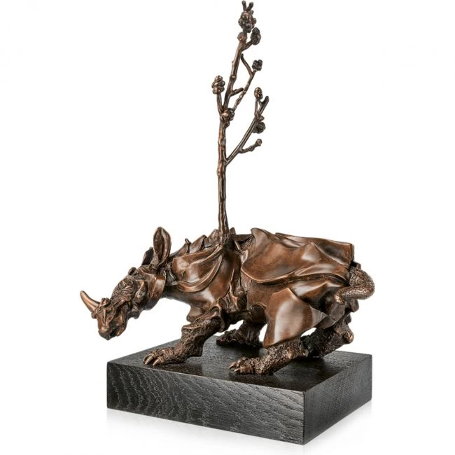Bronzeplastik »Rhinozeros« Otto Kruch, Edition Strassacker, 43 x 30 x 19 cm
