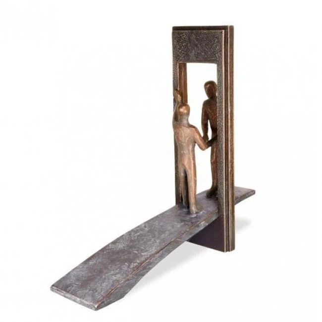 Bronzeskulpur »Verabschiedung«, Kunstgiesserei Strassacker, 24 x 8 x 25 cm