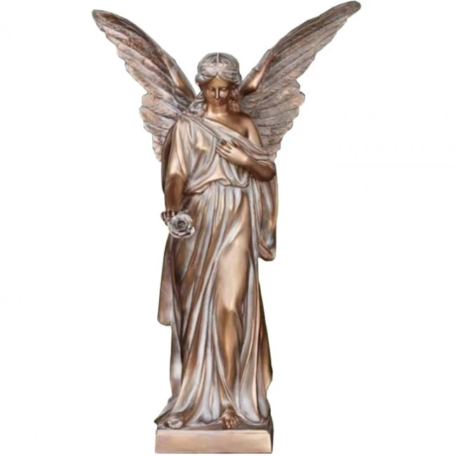 Engelstatue »Engel mit Rose« in 3 Größen, Bronze, Atelier Binder, 85, 116 oder 137 cm hoch