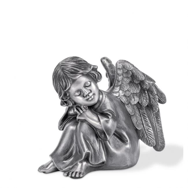 Bronzefigur »Kleiner Grabengel, sitzend«, Wachsgusspatina, 13 cm hoch