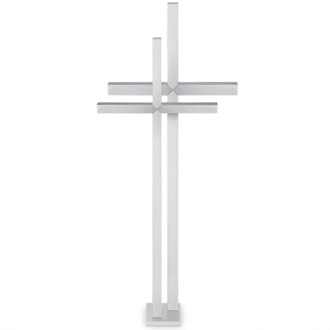Freistehendes Grabkreuz »Kreuz mit Edelstahl«. Bronze dunkelbraun patiniert bzw. hell gebürstet, 62 cm hoch