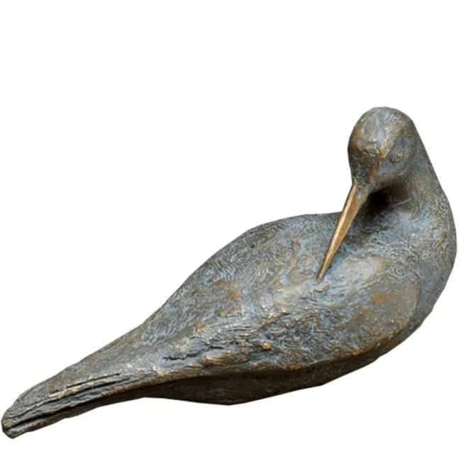 Skulptur »Wasserläufer, sich putzend« vom Atelier Strassacker, Bronze, 14 x 26 x 10 cm