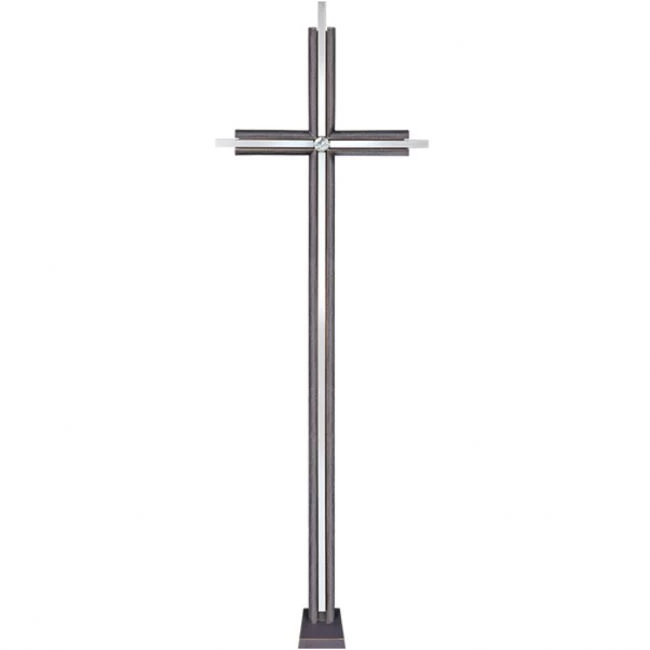 Grabkreuz »Freistehendes Kreuz mit Swarovski-Kristall«, Kunstgiesserei Strassacker, 73 x 28 x 8 cm