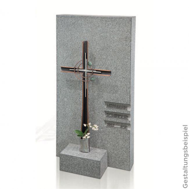 Grabkreuz »Kreuz mit Edelstahl und Blattverzierung«