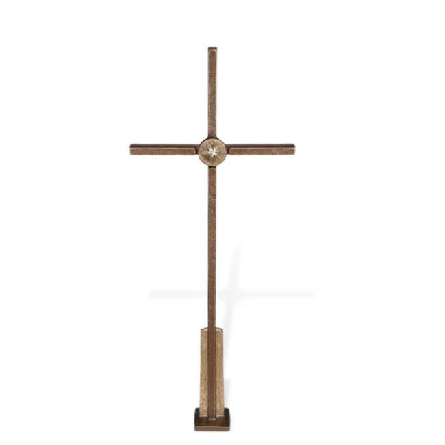 Grabkreuz »Kreuz mit Swarovski-Kristall« Bronze, Kunstgiesserei Strassacker, 61 x 23 x 5 cm