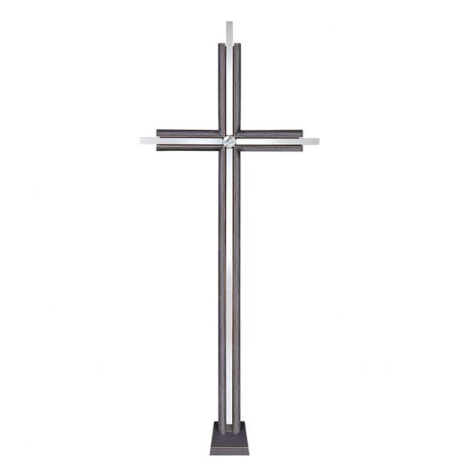 Grabkreuz »Freistehendes Kreuz mit Swarovski-Kristall«, Kunstgiesserei Strassacker, 73 x 28 x 8 cm