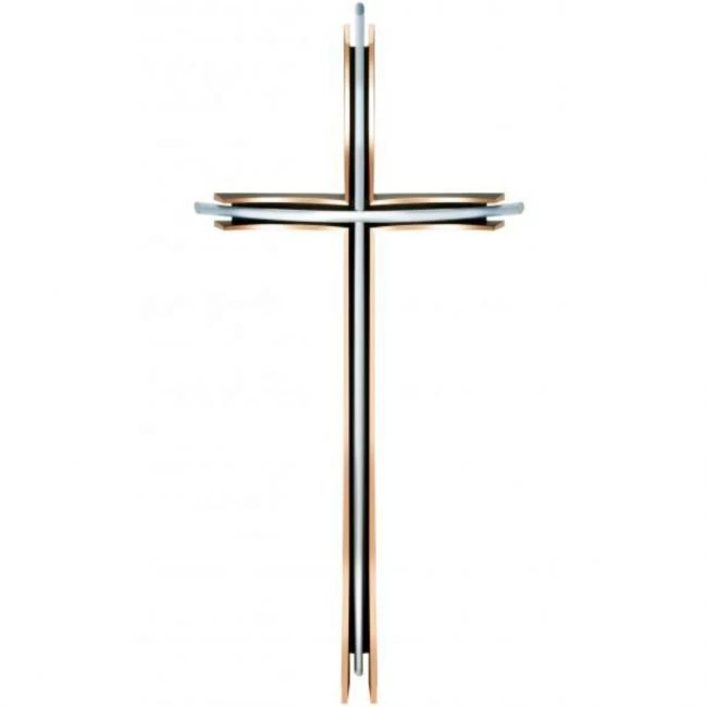 Skulptur »Freistehendes Kreuz aus Bronze und Aluminium«, Kunstgiesserei Strassacker, 103 x 51 x 6 cm