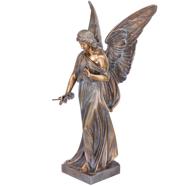 Skulptur für Grab »Engel mit Rose« Bronze