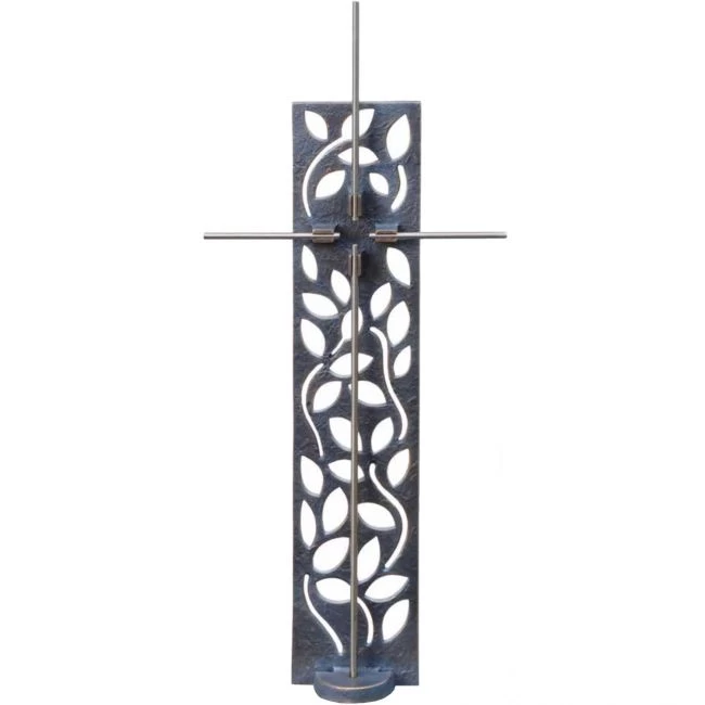 Grabkreuz »Blattornament« Bronze und Edelstahl