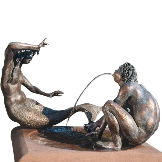 Brunnenfiguren »Die Nixe und der Nix« von Kurt Grabert, Bronze, limitiert, Edition Strassacker