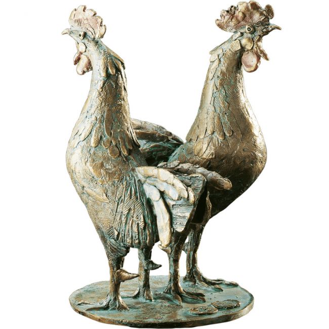 Skulptur »Zwei Hähne« Hans Nübold, Bronze