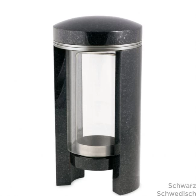 Grablaterne »Lineo« aus schwarzem Granit, poliert, 27 cm hoch