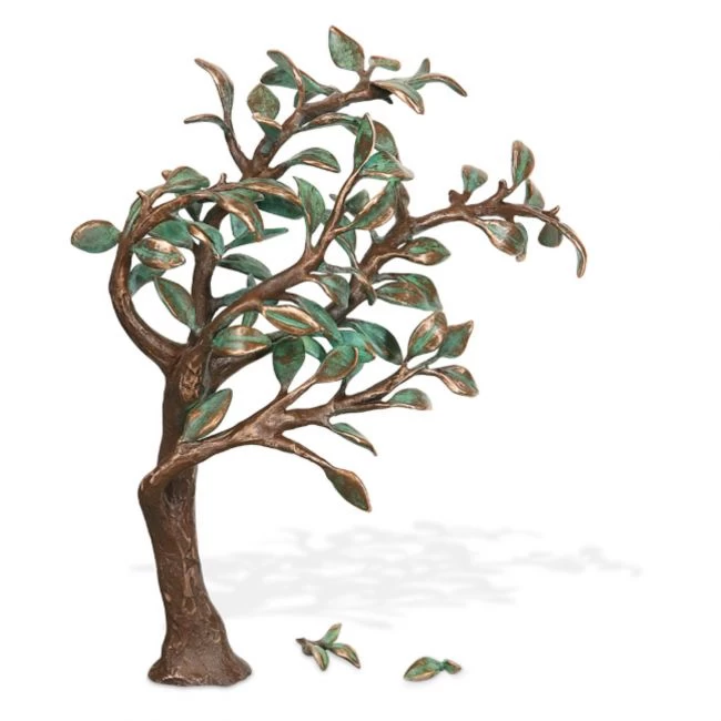 Skulptur »Baum mit separaten Blättern«, Bronze, 23 x 19 x 11 cm