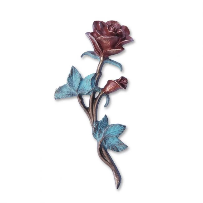 Symbol »Kleine Rose« Bronze, Patina »farbig«, 21 x 10 x 4 cm