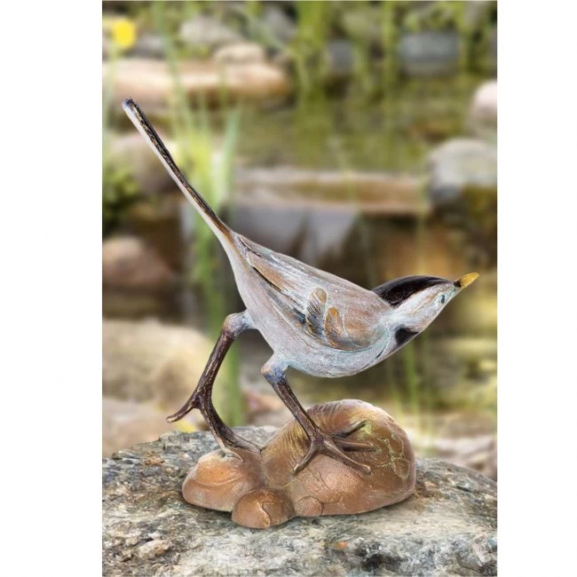 Gartenfigur »Bachstelze«, Bronze, farbig patiniert, 16 x 15 x 7 cm