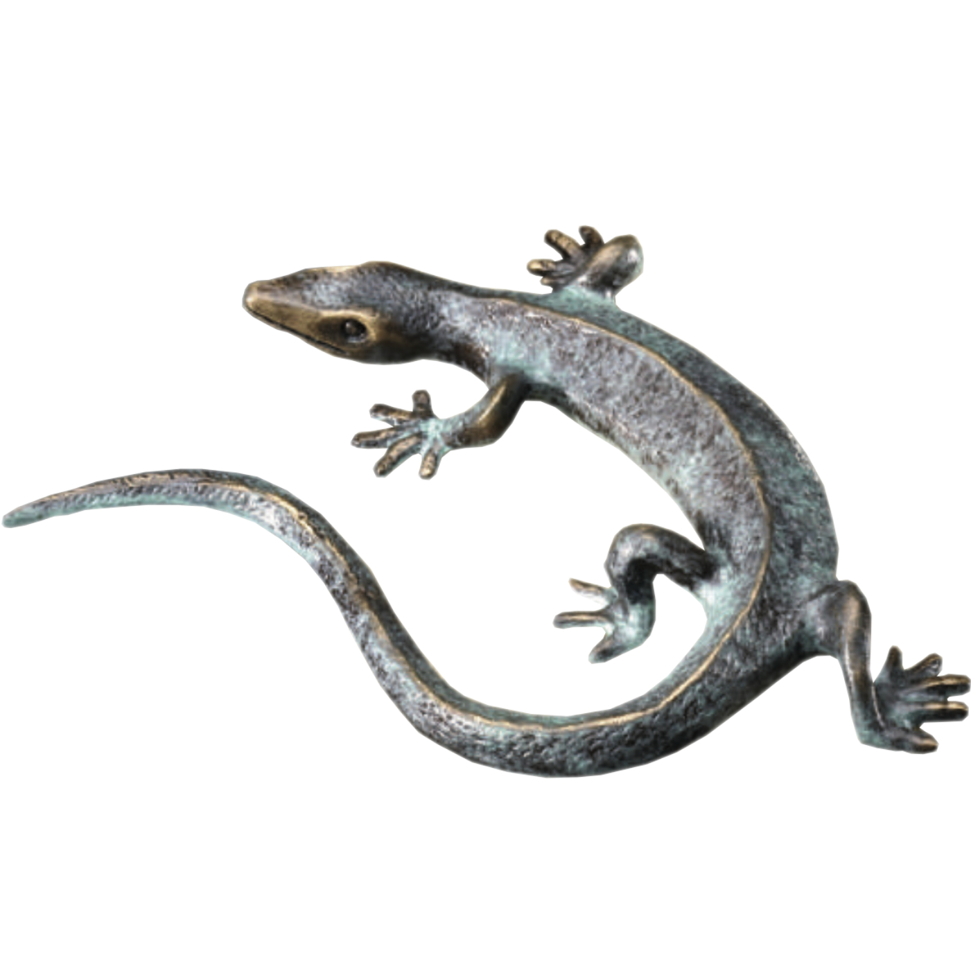 Eidechse Dekoration für Haus und Garten Bronzeskulptur Salamander 