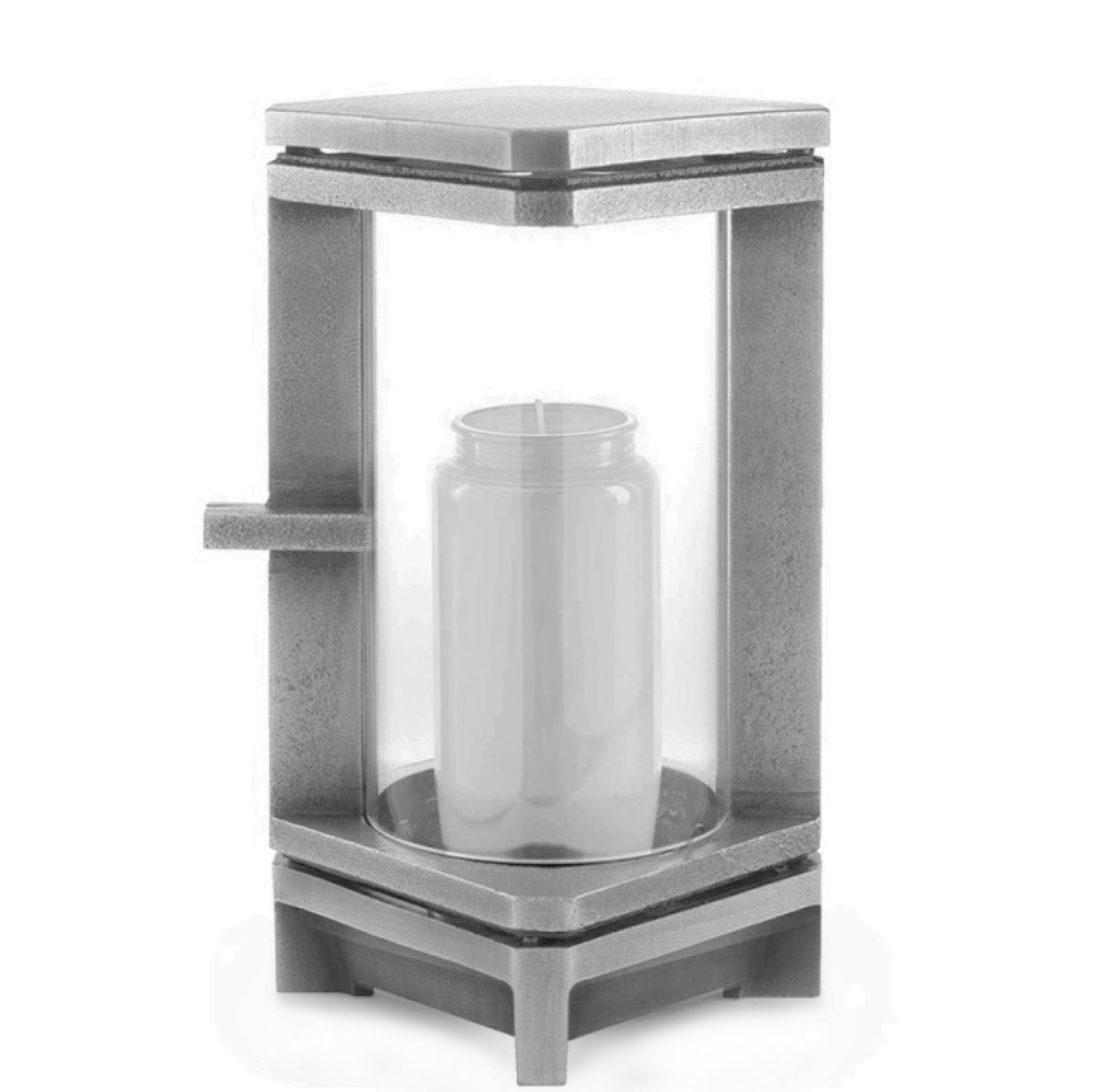 Grablicht Grablaterne Aluminium montiert auf Sockel aus Granit Grabschmuck 