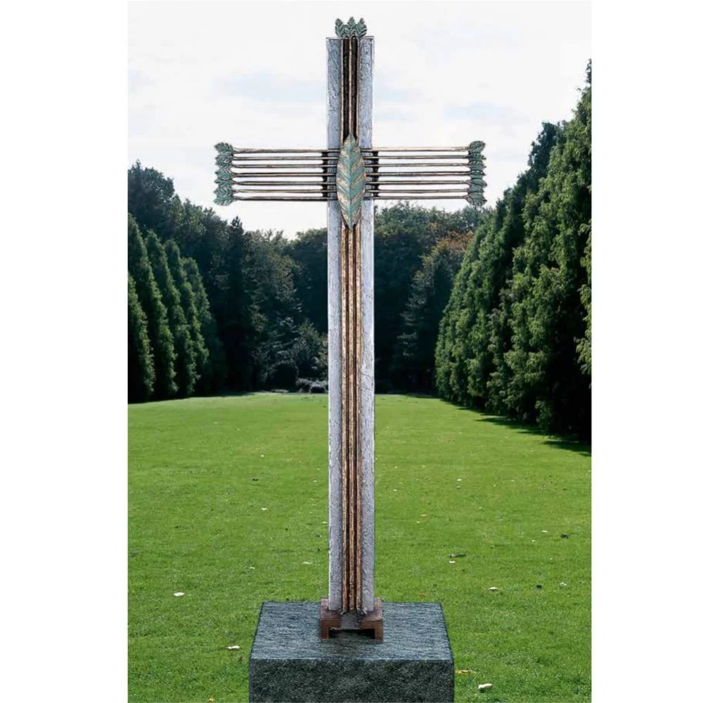 Grabkreuz »Baumkreuz«, Bronze und Aluminium, 123 cm hoch