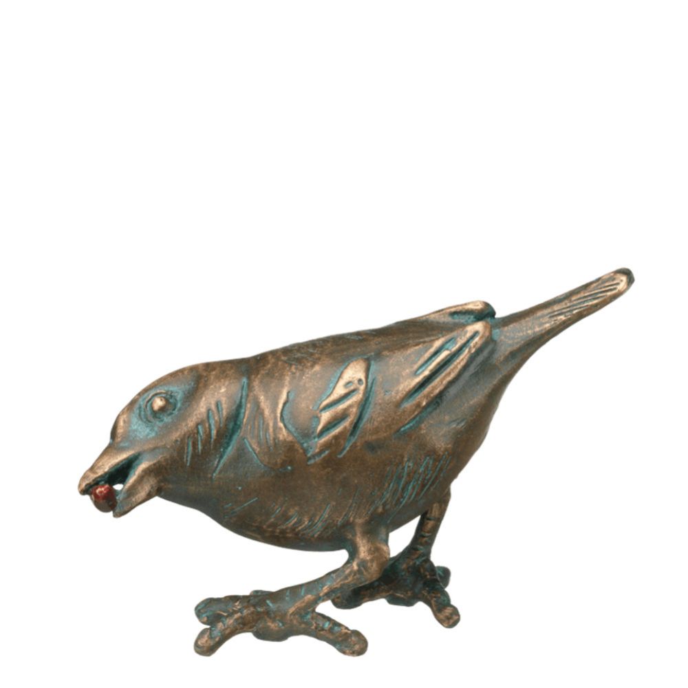 Skulptur »Spatz mit Beere« vom Atelier Strassacker, Bronze Skulptur »Spatz mit Beere« vom Atelier Strassacker, Bronze