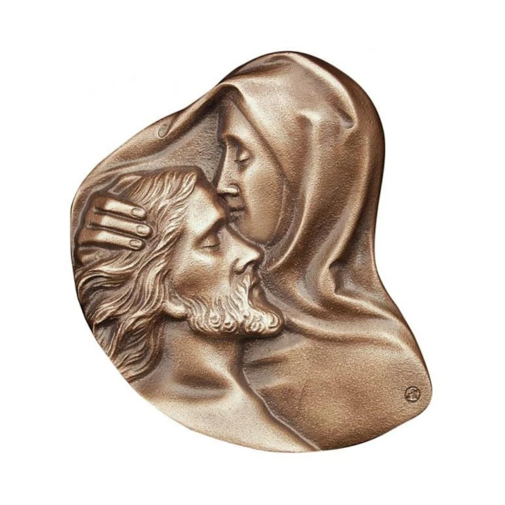 8 x 8 cm, Symbol »Pieta«, Bronze, Relief für Urnenmauer, Urnenplatte 8 x 8 cm, Symbol »Pieta«, Bronze, Relief für Urnenmauer, Urnenplatte