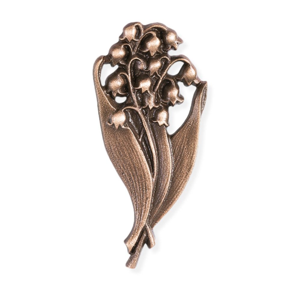 10 x 5 cm, Symbol »Maiglöckchen«, Bronze, für Grabstein, Urnenplatte 10 x 5 cm, Symbol »Maiglöckchen«, Bronze, für Grabstein, Urnenplatte