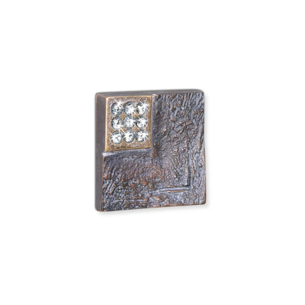 Applikation »Relief mit Swarovski-Kristallen« Bronze, Kunstgiesserei Strassacker, 5 x 5 x 1 cm Applikation »Relief mit Swarovski-Kristallen« Bronze, Kunstgiesserei Strassacker, 5 x 5 x 1 cm