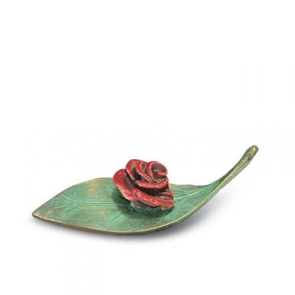 Applikation »Rose auf Blatt«, Bronze, Kunstgiesserei Strassacker, 4 x 13 x 3 cm Applikation »Rose auf Blatt«, Bronze, Kunstgiesserei Strassacker, 4 x 13 x 3 cm