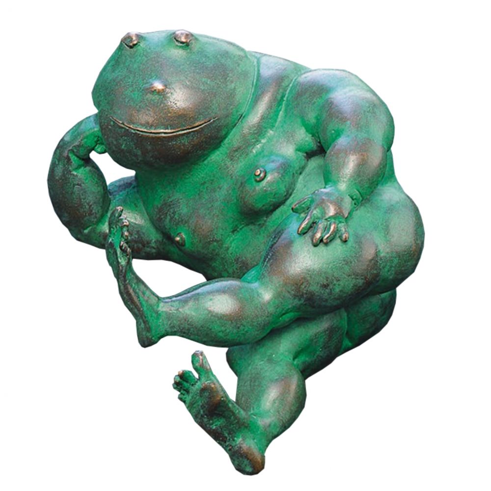 Bronzeskulptur für Teich »Frosch Martha, in Gedanken«, 7 cm hoch Bronzeskulptur für Teich »Frosch Martha, in Gedanken«, 7 cm hoch