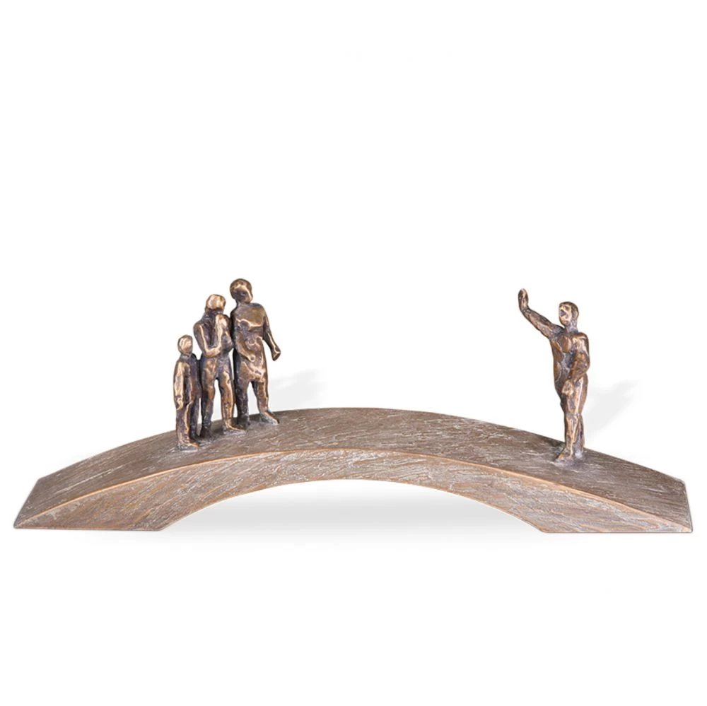 Bronzeskulpur »Brücke mit Menschen«, Kunstgiesserei Strassacker, 10 x 31 x 7 cm