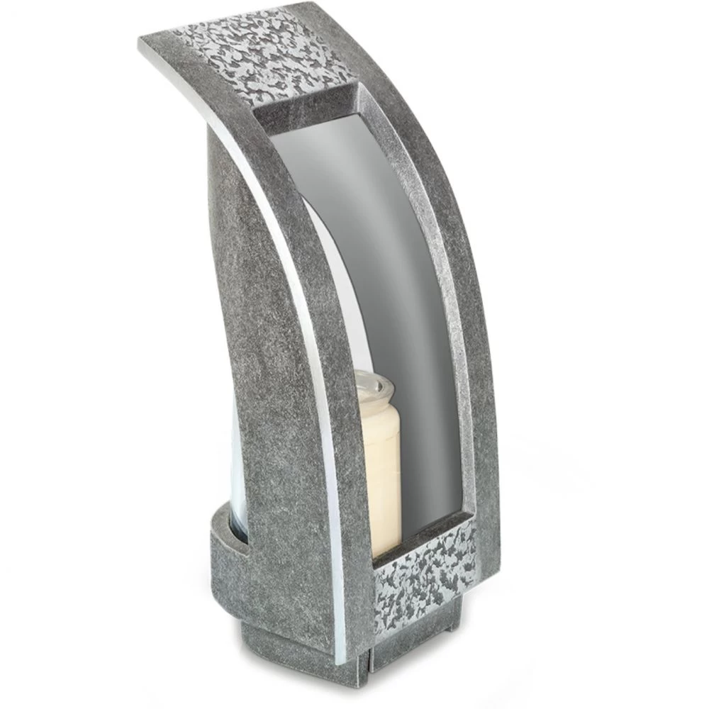 Design Grablaterne »Bondo, groß«, Aluminium, Tönung »grau«, 30 cm hoch Design Grablaterne »Bondo, groß«, Aluminium, Tönung »grau«, 30 cm hoch