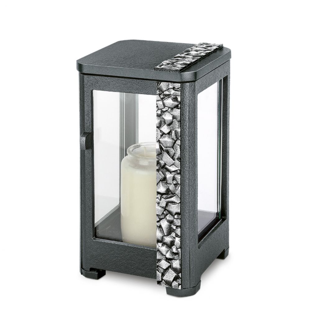 Grablampe »Kristallin, klein«, Bronze, dunkelbraun patiniert, 20 cm hoch Grablampe »Kristallin, klein«, Bronze, dunkelbraun patiniert, 20 cm hoch