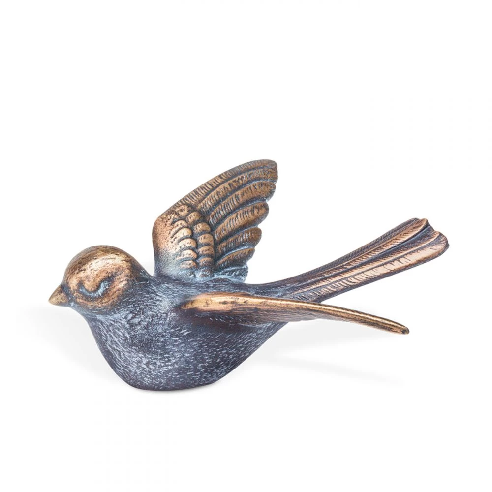 Bronzefigur Vogel mit geschlossene Flügel Dekoration für Haus und Garten 