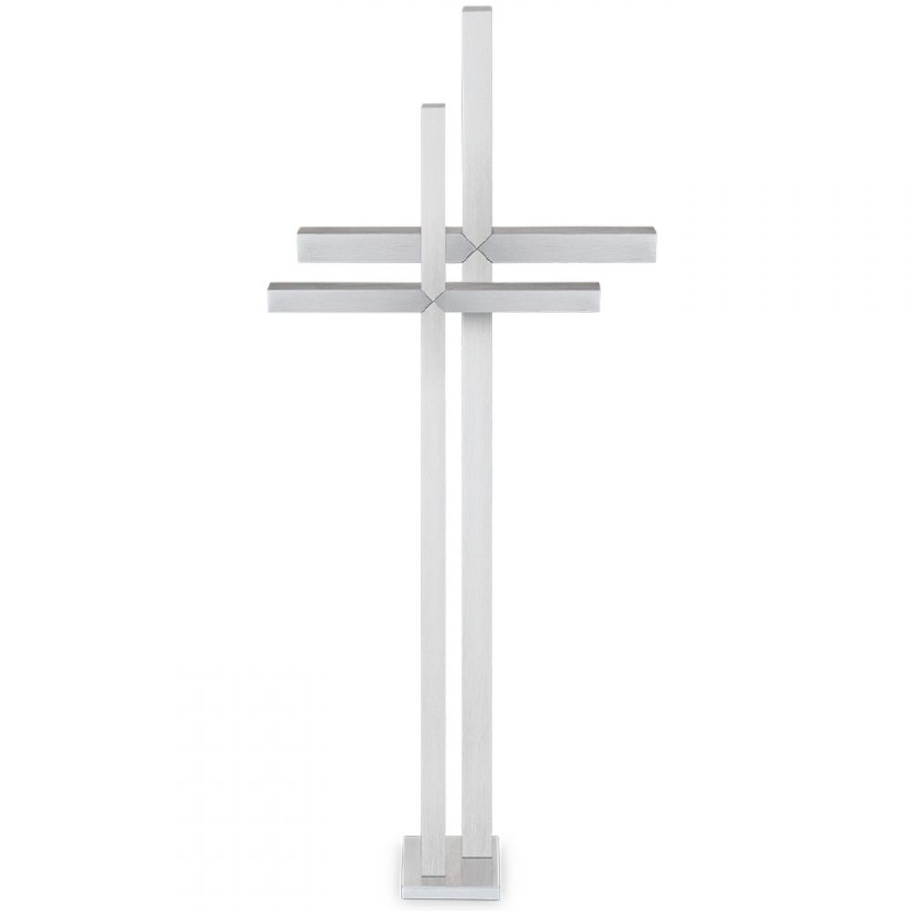 Freistehendes Grabkreuz »Kreuz mit Edelstahl«. Bronze dunkelbraun patiniert bzw. hell gebürstet, 62 cm hoch Freistehendes Grabkreuz »Kreuz mit Edelstahl«. Bronze dunkelbraun patiniert bzw. hell gebürstet, 62 cm hoch