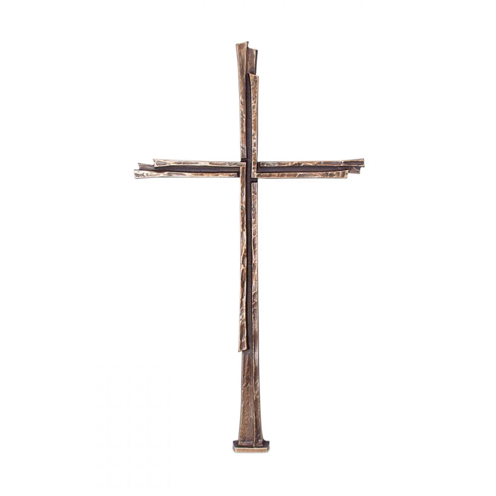 Skulptur »Freistehendes Kreuz aus Bronze und Aluminium«, Kunstgiesserei Strassacker, 103 x 51 x 6 cm