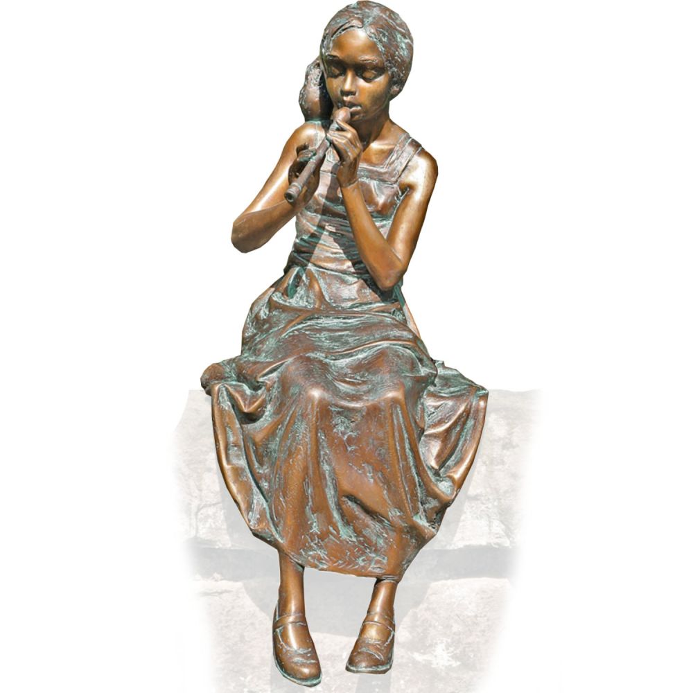 Skulptur »Mädchen mit Flöte« Pawel Andryszewski, Bronze, 71 cm hoch Skulptur »Mädchen mit Flöte« Pawel Andryszewski, Bronze, 71 cm hoch