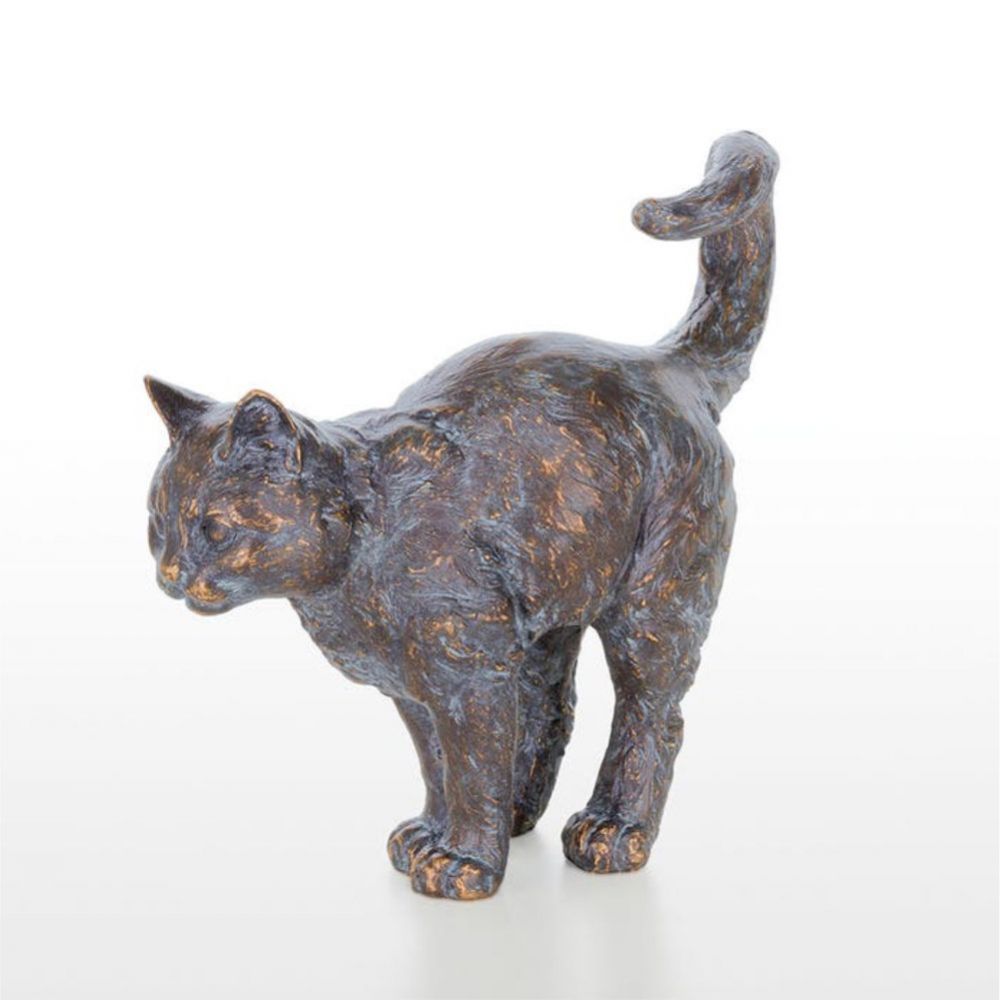 Gartenfigur »Stehende junge Katze«, Bronze, Seitenansicht Gartenfigur »Stehende junge Katze«, Bronze, Seitenansicht