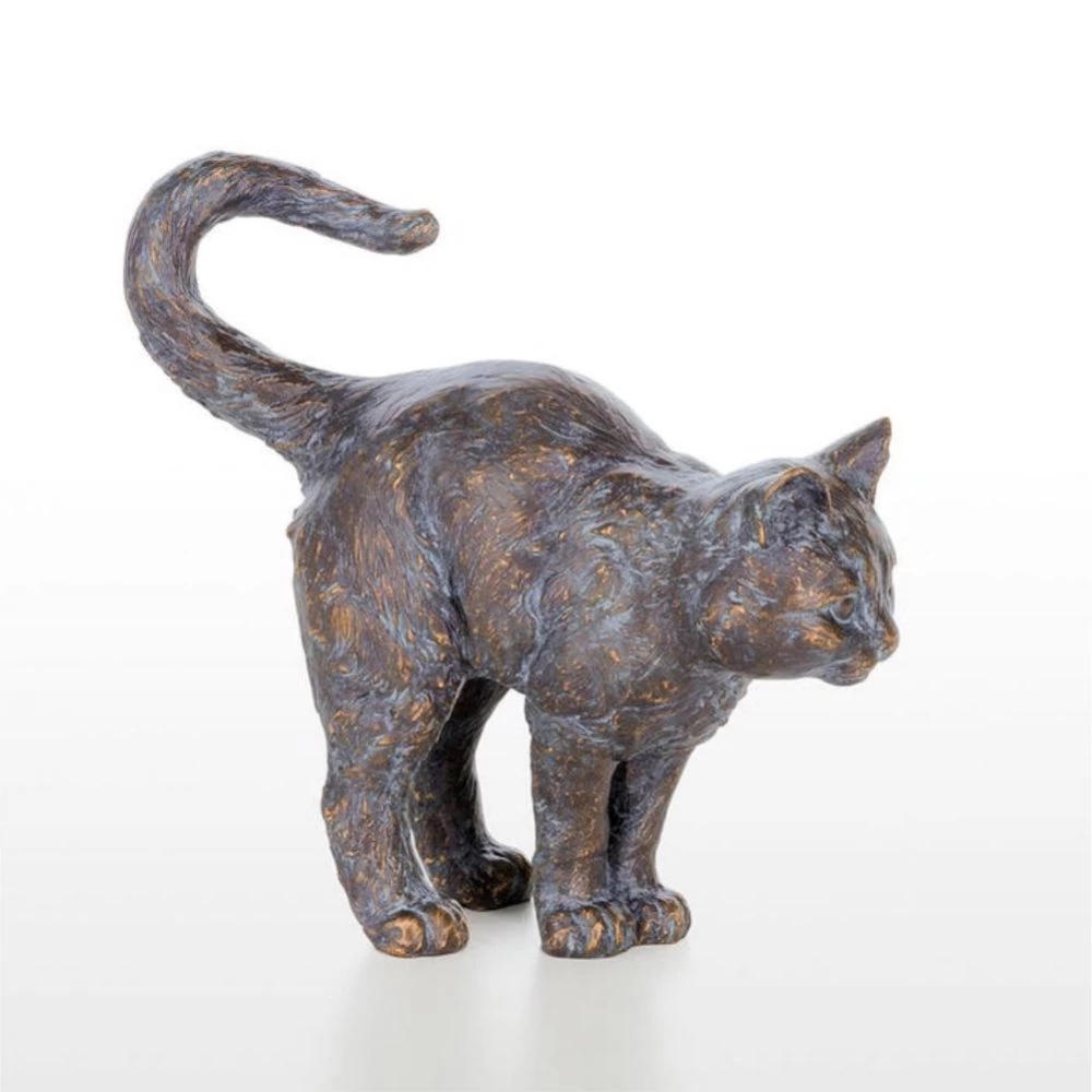 Bronzeskulptur stehende Katze aus Bronze Kätzchen Gartenfigur Dekorationsfigur 