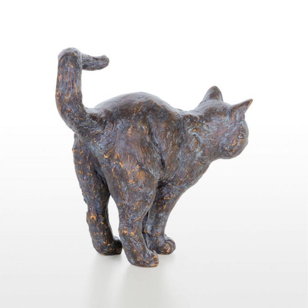 Gartenfigur »Stehende junge Katze«, Bronze, Rückansicht Gartenfigur »Stehende junge Katze«, Bronze, Rückansicht