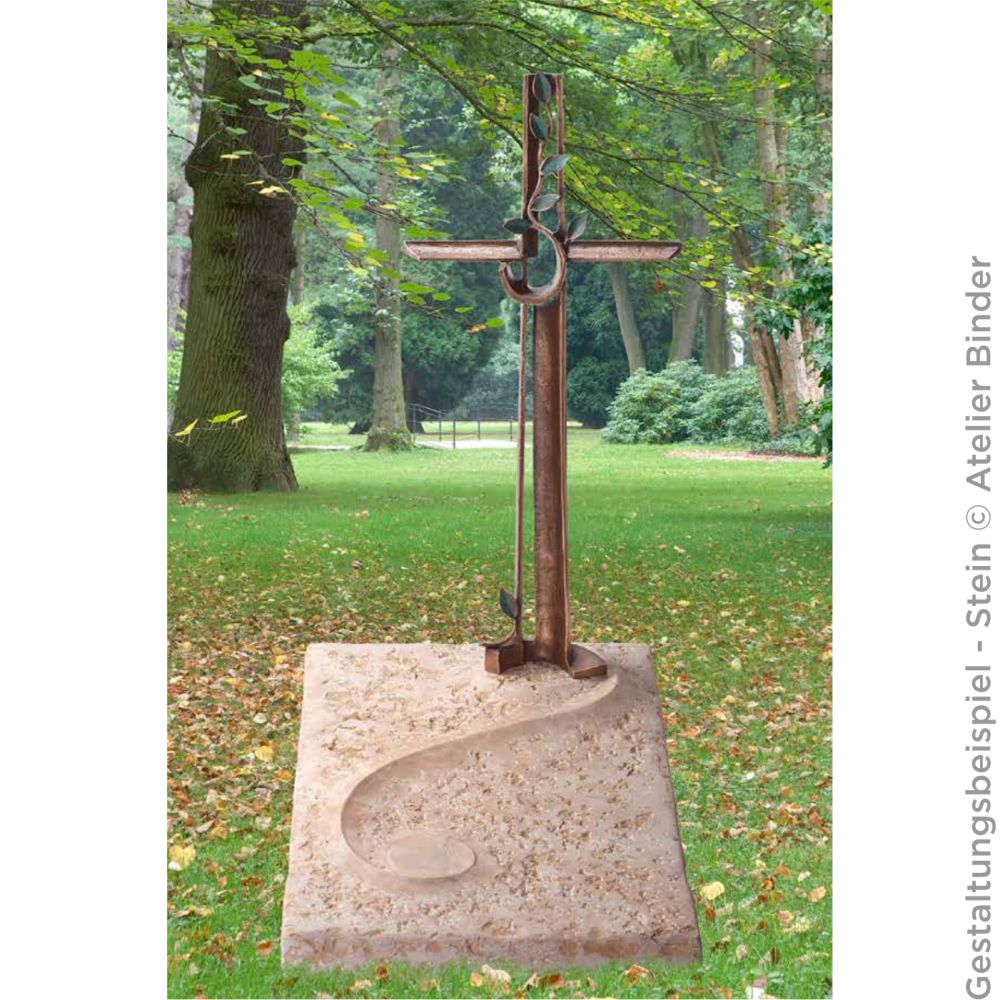 Grabkreuz »Freistehendes Kreuz mit Blattranke«