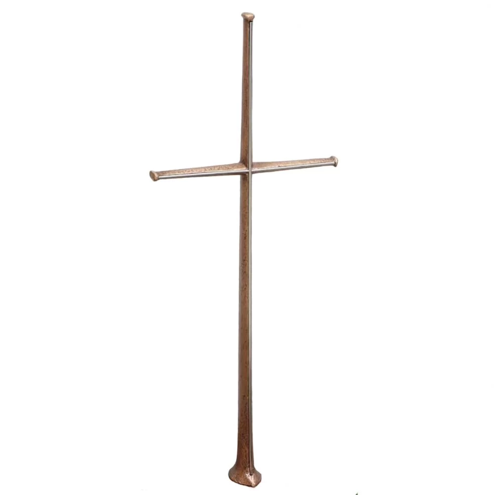 Grabkreuz »Freistehendes Kreuz mit Edelstahlkante« Bronze, Atelier Binder, 85 x 33 x 10 cm