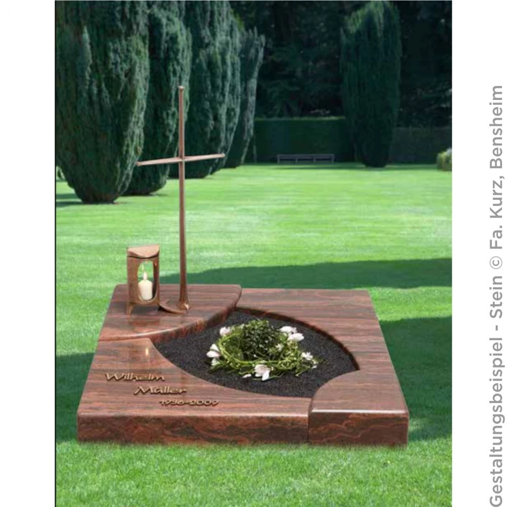Grabkreuz »Freistehendes Kreuz mit Edelstahlkante« Bronze