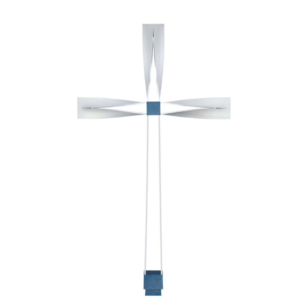 Grabkreuz »Kreuz aus Edelstahl mit blau patinierter Bronze«