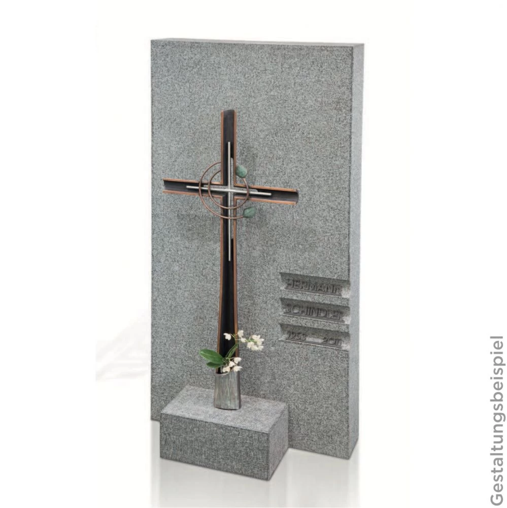 Grabkreuz »Kreuz mit Edelstahl und Blattverzierung« Grabkreuz »Kreuz mit Edelstahl und Blattverzierung«
