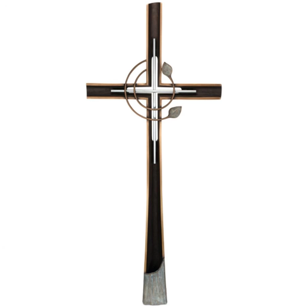 Grabkreuz »Kreuz mit Edelstahl und Blattverzierung«, Kunstgiesserei Strassacker, 91 x 40 x 7 cm Grabkreuz »Kreuz mit Edelstahl und Blattverzierung«, Kunstgiesserei Strassacker, 91 x 40 x 7 cm