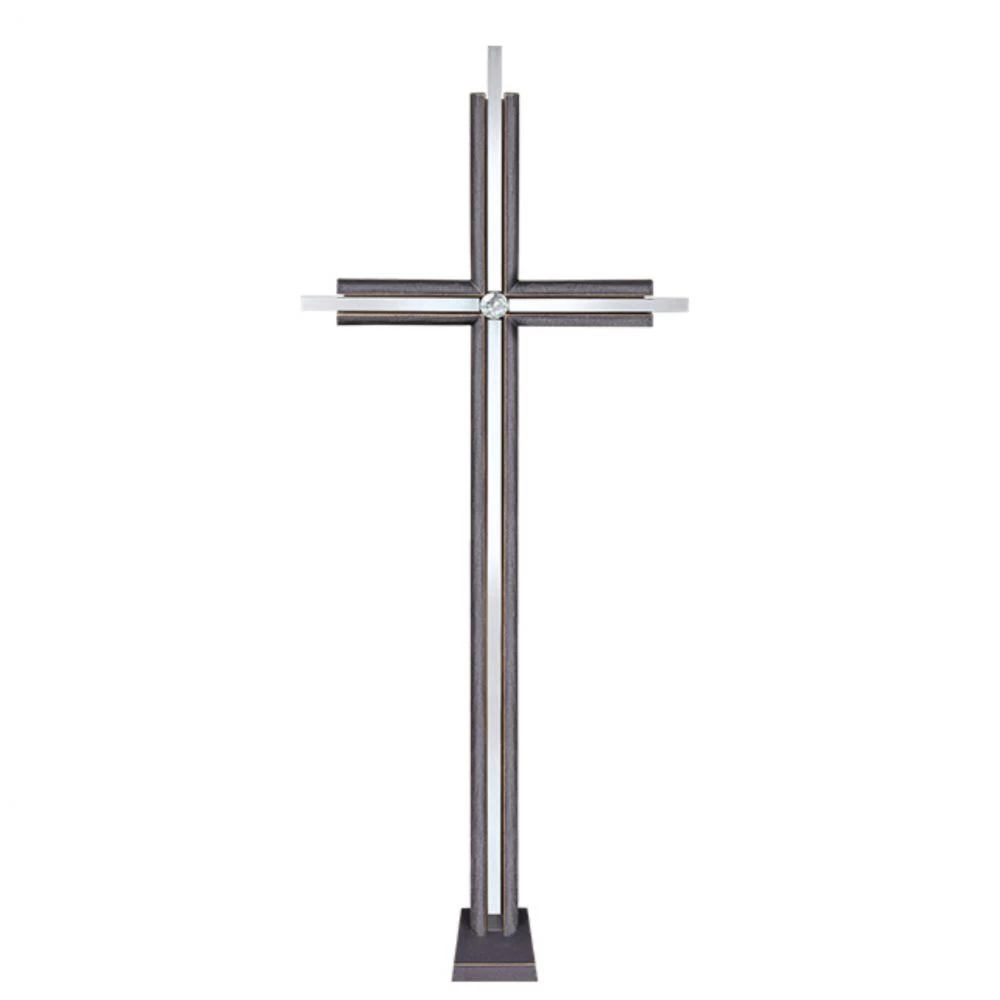 Grabkreuz »Freistehendes Kreuz mit Swarovski-Kristall«, Kunstgiesserei Strassacker, 73 x 28 x 8 cm