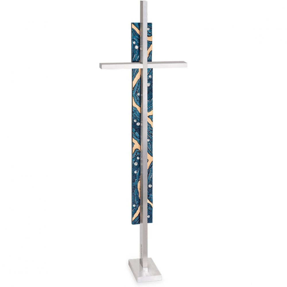 Edelstahlkreuz »Topo« mit Swarovski-Kristallen, freistehend, 61 cm hoch Edelstahlkreuz »Topo« mit Swarovski-Kristallen, freistehend, 61 cm hoch