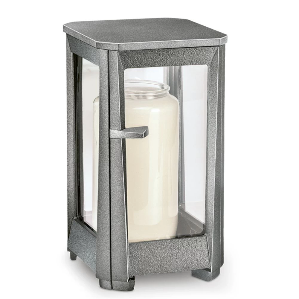 Grablaterne »Filigro«, Alu, grau getönt, 20 cm hoch Grablaterne »Filigro«, Alu, grau getönt, 20 cm hoch